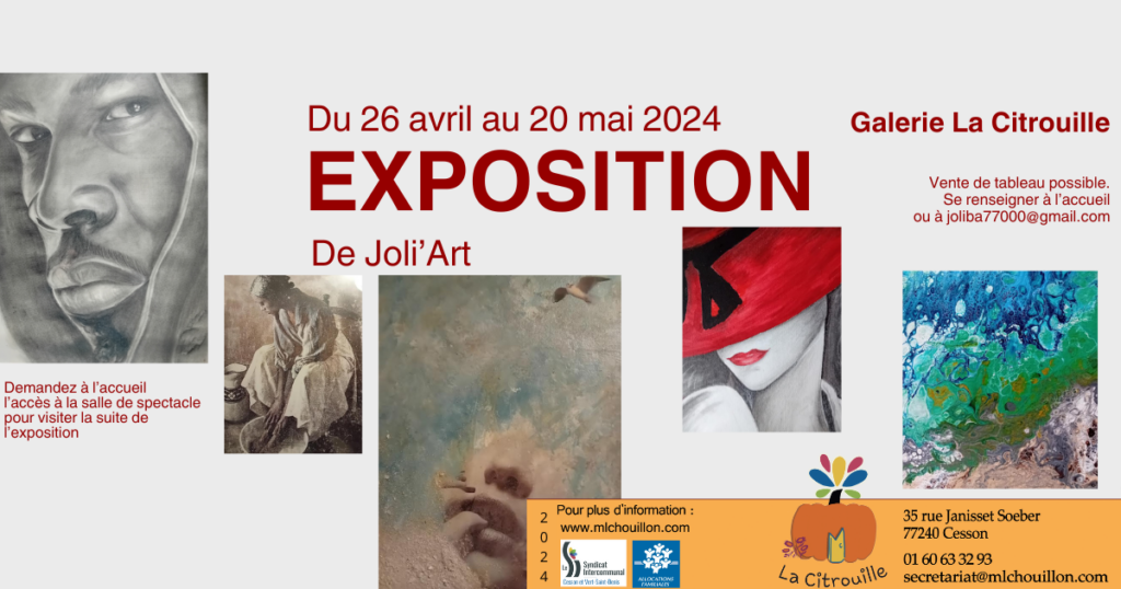 Exposition des oeuvres de Joli'Art à la galerie La Citrouille de Cesson Vert-Saint-Denis jusqu'au 20 mai 2024