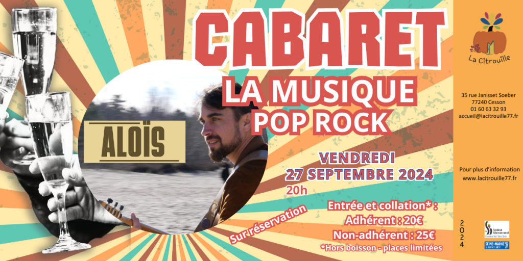 Cabaret musique Pop Rock avec Aloïs Vendredi 27 septembre 2024 à 20h à La Citrouille, centre culturel de Cesson Vert-Saint-Denis