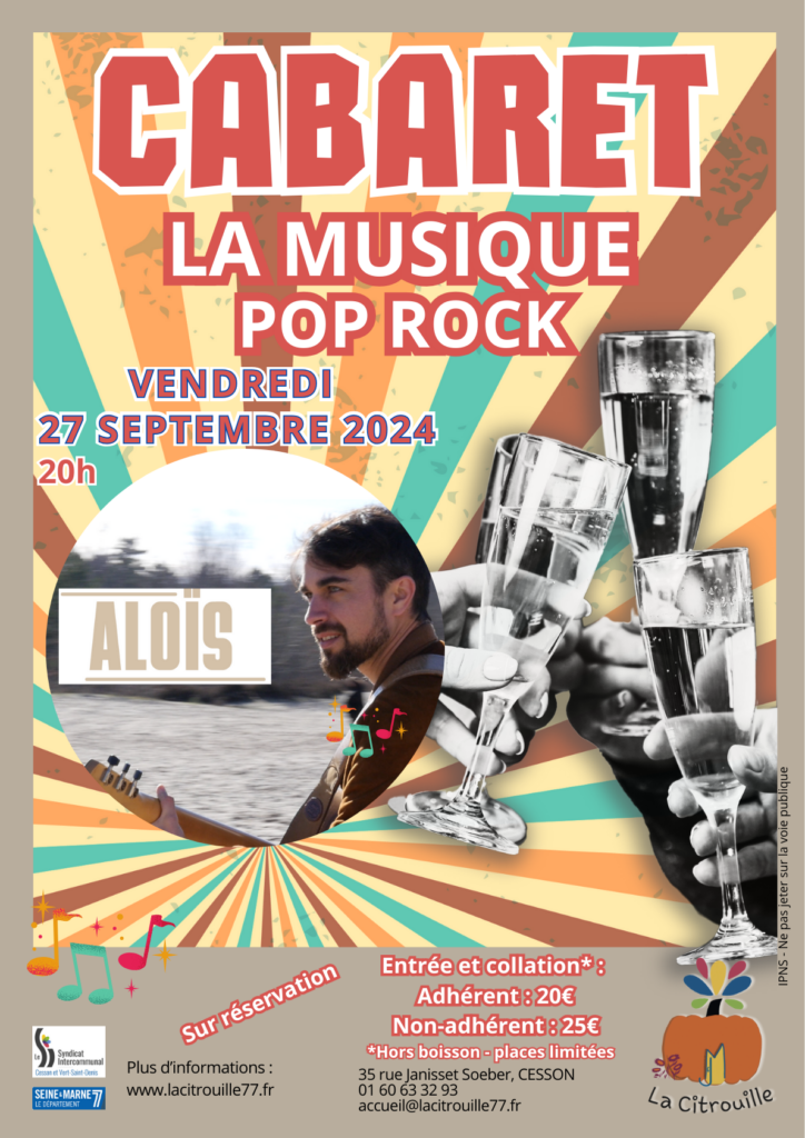 Cabaret musique Pop Rock avec Aloïs Vendredi 27 septembre 2024 à 20h à La Citrouille, centre culturel de Cesson Vert-Saint-Denis
