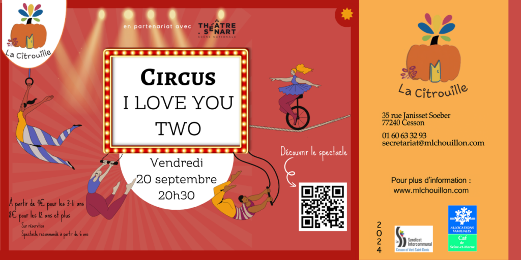 Cirque en famille “I love you two” au Théâtre de Sénart Vendredi 20 septembre 2024 à 20h30 avec La Citrouille de Cesson Vert-Saint-Denis