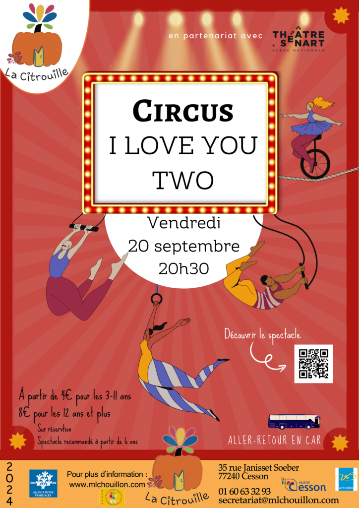 Cirque en famille “I love you two” au Théâtre de Sénart Vendredi 20 septembre 2024 à 20h30 avec La Citrouille de Cesson Vert-Saint-Denis