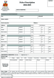 Fiche d'inscription 2024-2025 La Citrouille