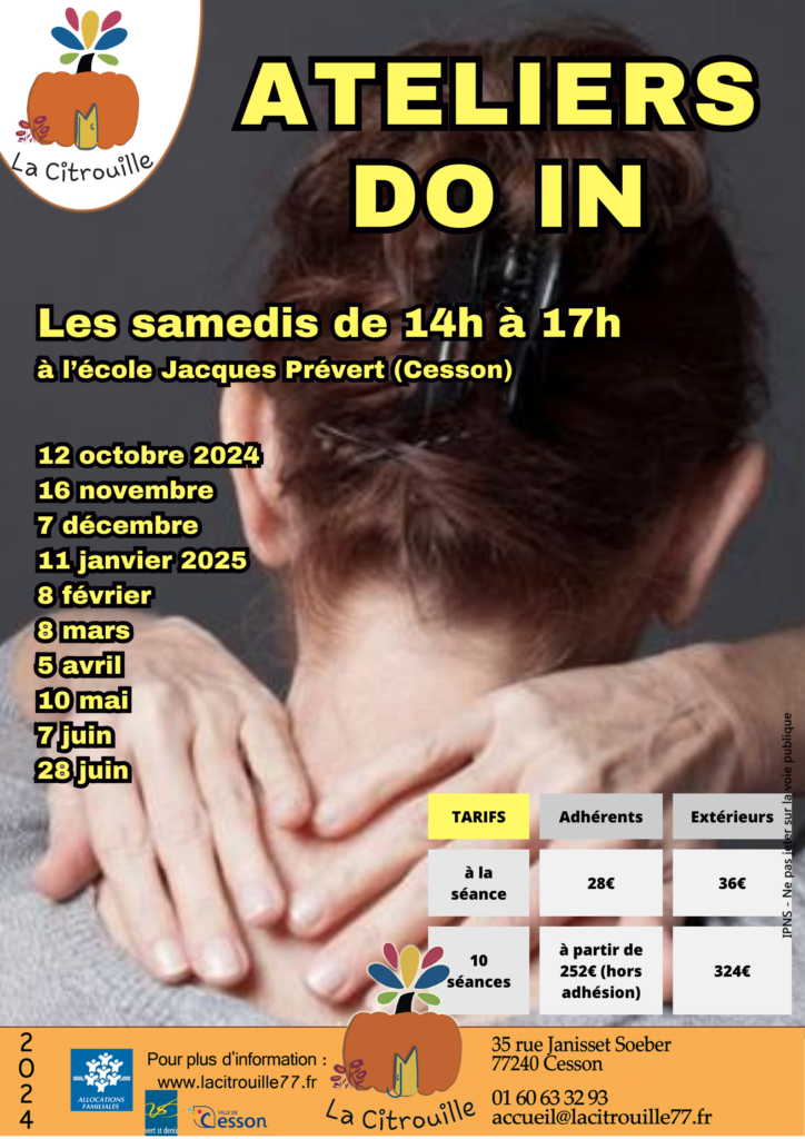 Découverte du do in Samedis  16 novembre, 7 décembre, 11 janvier, 8 février, 8 mars, 5 avril, 10 mai, 7 juin, 28 juin de 14 h à 17 h au Pôle Prévert, 10 avenue de la Zibeline à Cesson.