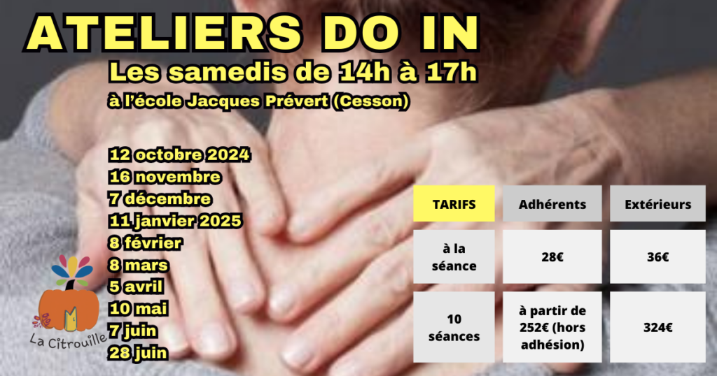 Découverte du do in Samedis 5 octobre, 16 novembre, 7 décembre, 11 janvier, 8 février, 8 mars, 5 avril, 10 mai, 7 juin, 28 juin de 14 h à 17 h au Pôle Prévert, 10 avenue de la Zibeline à Cesson.