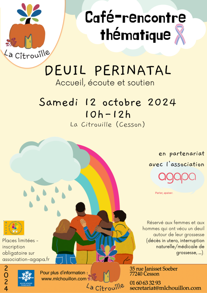 Café-rencontre “Deuil périnatal: accueil, écoute et soutien” Samedi 12 octobre de 10h à 12h à La Citrouille, MJC Centre social de Cesson Vert-Saint-Denis