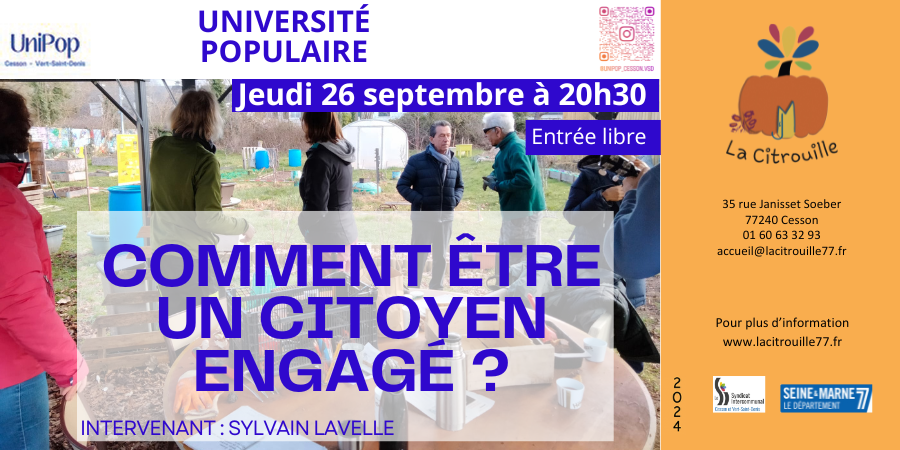 jeudi 26 septembre : comment être un citoyen engagé ? “La démocratie des communs” par Sylvain Lavelle