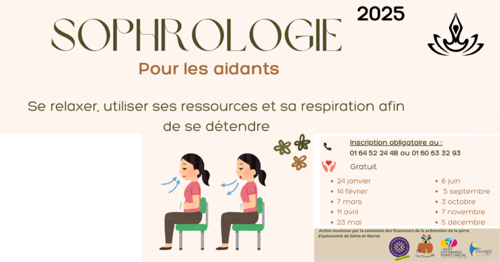 Sophrologie : un temps ressourçant pour les aidants vendredi 14 février 2025 de 14h30 à 15h30 à La Citrouille, MJC Centre social de Cesson Vert-Saint-Denis