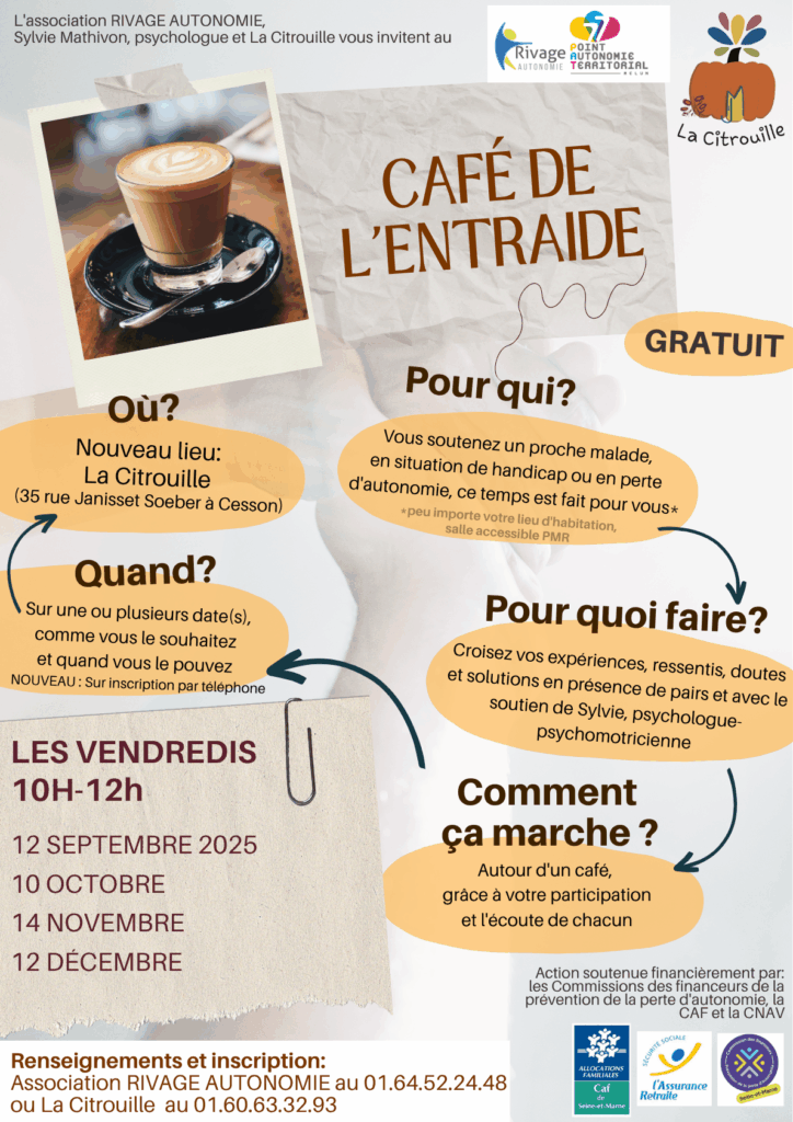 Le café de l'entraide : échanges entre aidants auprès d'un professionnel, un vendredi par mois en 2025