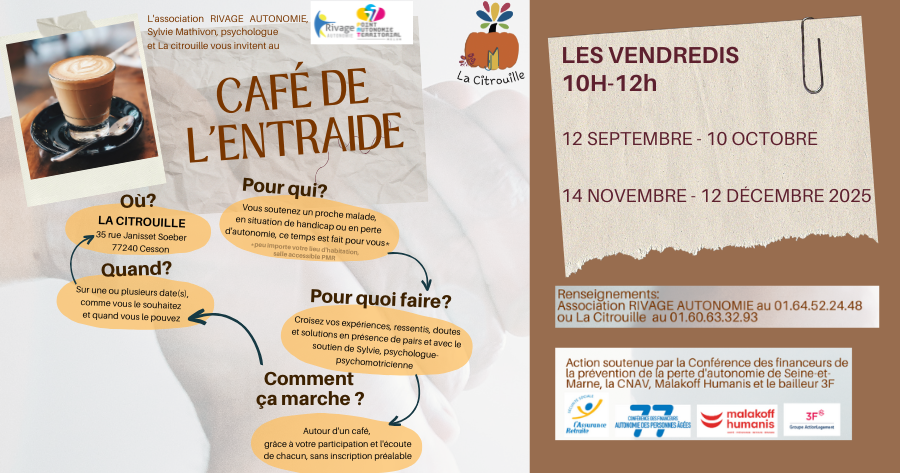 Le café de l'entraide : échanges entre aidants auprès d'un professionnel, un vendredi par mois en 2025