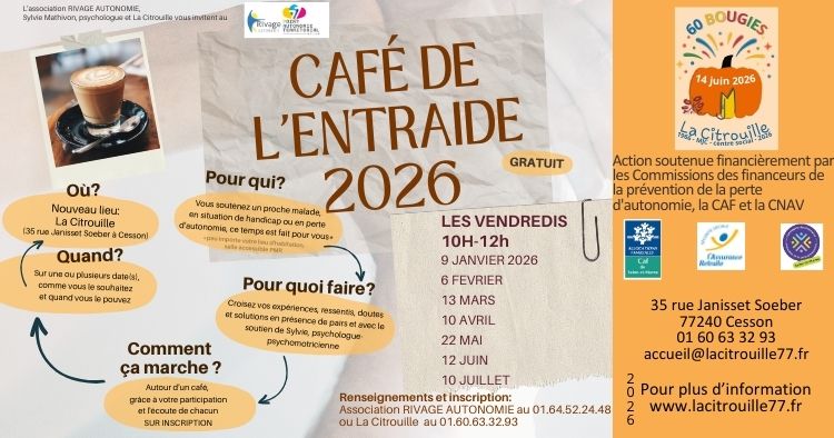 Le café de l'entraide : échanges entre aidants auprès d'un professionnel, un vendredi par mois en 2026
