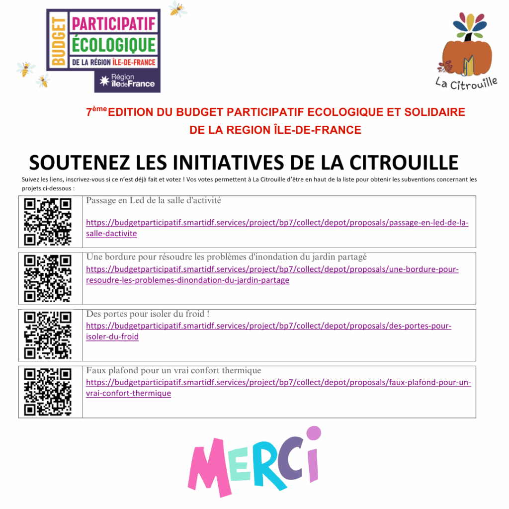 7ème EDITION DU BUDGET PARTICIPATIF ECOLOGIQUE ET SOLIDAIRE DE LA REGION ILE-DE-FRANCE !