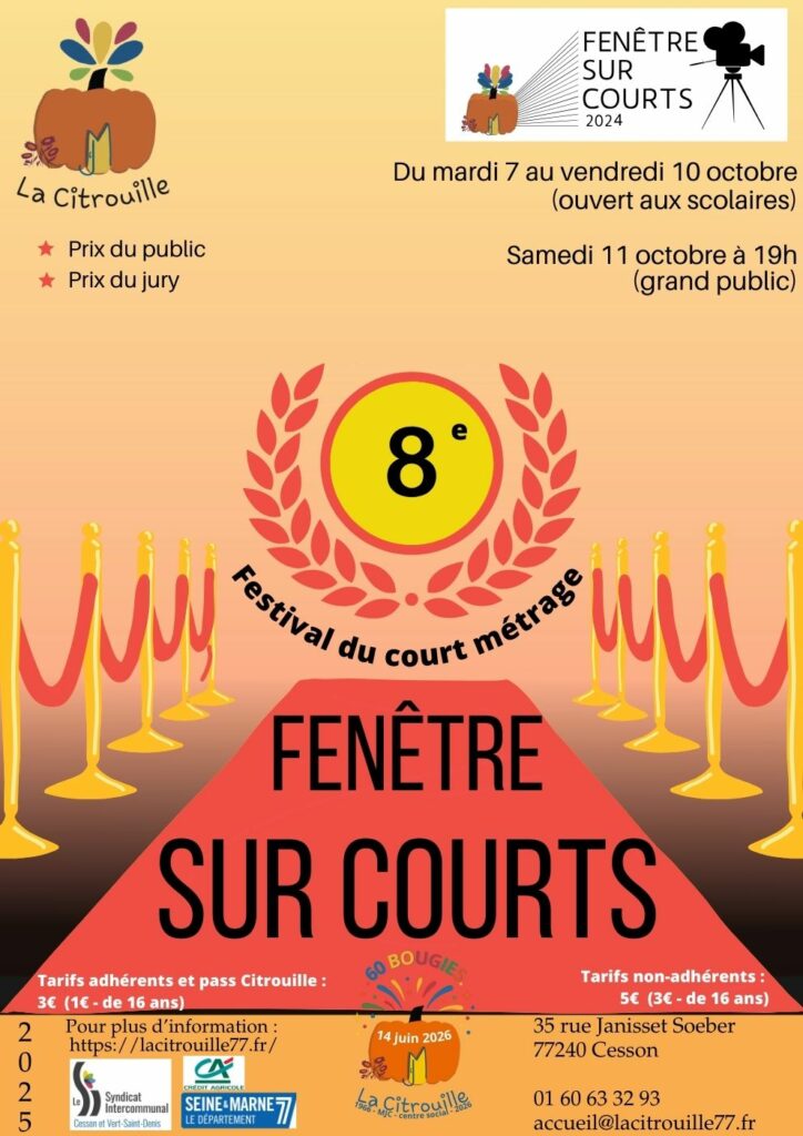 Festival Fenêtre sur courts de Cesson Vert-Saint-Denis
Samedi 11 octobre 2025 à 19h à La Citrouille