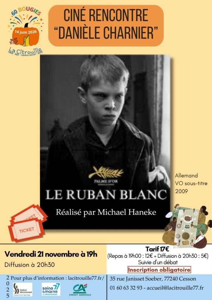 Dîner, projection, débat - "le ruban blanc" le 24 octobre 2025