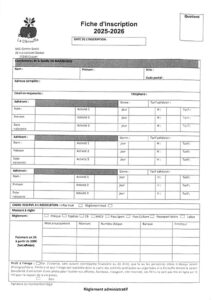 fiche d'inscription