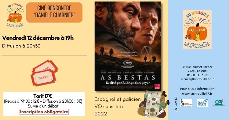 Ciné-rencontre "Danièle Charnier" avec la projection du film « As bestas » de Rodrigo Sorogoyen Vendredi 12 décembre 2025 à 19h