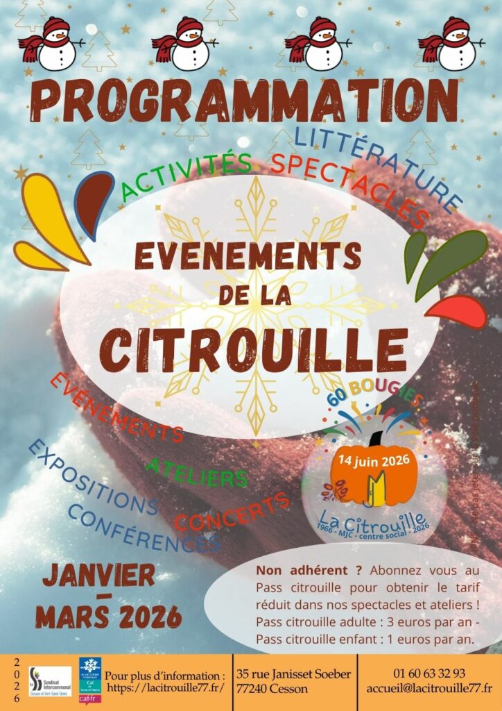 Programmation des événements de La Citrouille jusqu'en mars 2026