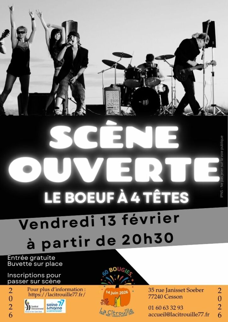 CONCERT BOEUF À 4 TÊTES (scène ouverte) Vendredi 13 février 2026 à La Citrouille de Cesson Vert-Saint-Denis