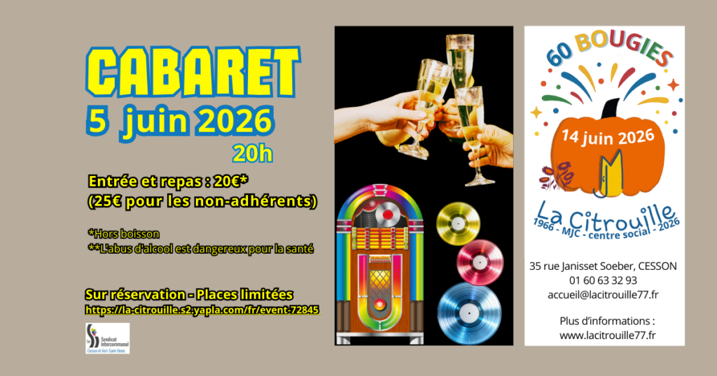 Cabaret Rock Vendredi 5 juin 2026 à 20h à La Citrouille, MJC Centre social de Cesson Vert-Saint-Denis