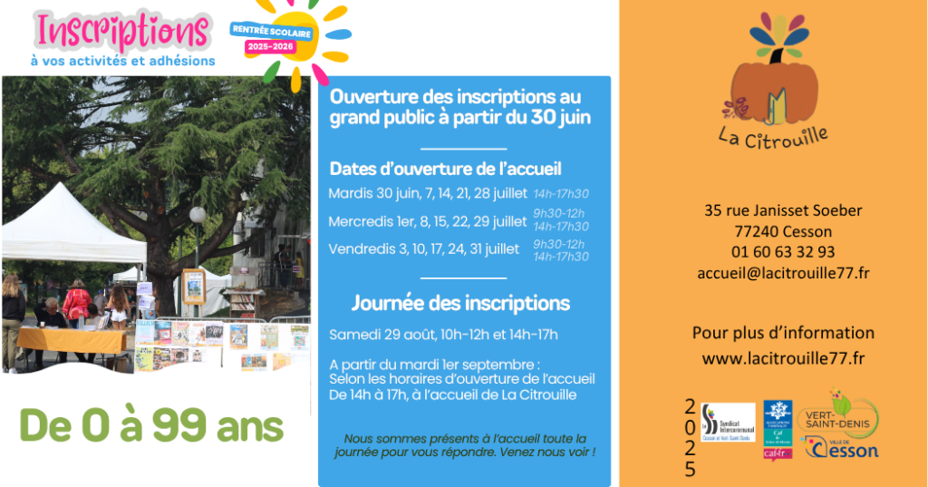 Inscriptions saison 2026-2027