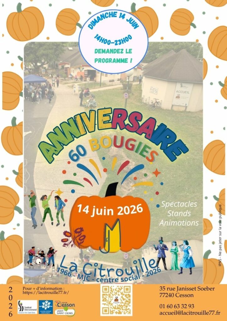Un dimanche au jardin : Rendez-vous le 14 juin 2026 à partir de 14h pour fêter les 60 ans de La Citrouille, MJC centre social de Cesson Vert-Saint-Denis