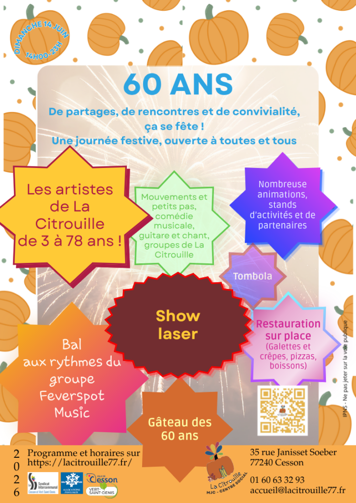 60 ans de partages, de rencontres et de convivialité, ça se fête ! Une journée festive, ouverte à toutes et à tous.