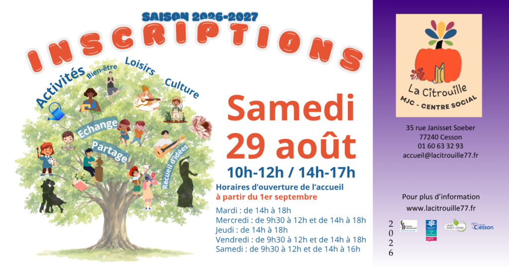 La Citrouille de Cesson Vert-Saint-Denis renouvelle cette année son projet social, associatif et culturel. Venez découvrir nos activités, rencontrer les intervenants et échanger autour des projets qui feront vivre la saison. De 0 à 99 ans, chacun trouve sa place à La Citrouille. Les ateliers expérimentés avec succès l'an dernier auprès des seniors et des tout-petits sont également reconduits.