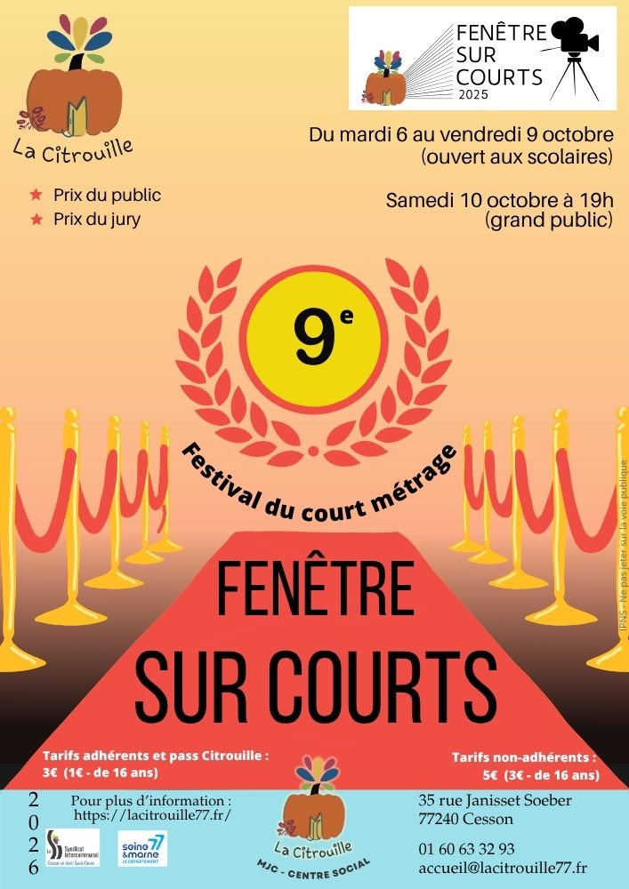 Affiche du Festival fenêtre sur courts - 9ème édition - octobre 2026