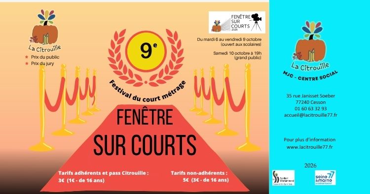 Festival de courts métrages « Fenêtre sur courts » de Cesson Vert-Saint-Denis >Samedi 10 octobre 2025 à 19h à La Citrouille, MJC Centre social